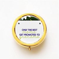 RhyNSky Only The Best Great Moms Get Promoted to Grandma Mini Gold Portable Pocket Purse Pill Box Case Pillbox, 3 Compartments -292