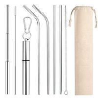 Amian Reusable Straws Portable Telescopic Straw with Aluminum Case Long 10.5 Inch Stainless Steel Metal Drinking Straw