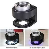 30X Metal Magnifier, Fabric Magnifying Glass, Linen Tester Loupe with 6 LED and UV Light, Metal Magnifying Glass with Scale for Sewing, Textile, Map Reading(Black)