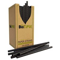 BioTiful Biodegradable Paper Straws │ 250 Food Safe Durable Premium Straws in Dispenser Gift Box │ 7.75"x0.24" │Black Colour