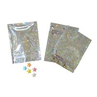 100 Pcs Colorful Mylar Aluminum Foil Zip Lock Bags Pouches Food Storage Pouch Moisture Proof Bags Keep Aroma Zip Lock Pouch (7.5x10 cm(2.95"x3.94"), Star Hologram)