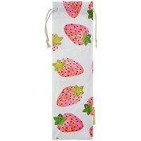 STRAWTOPIA Hand Crafted Reusable Straw Carrying Case for Metal Straws, Reusable Straws, Glass Straws, Silicone Straws, Bamboo Straws, Cutlery Travel Bag (Strawberries) 3.9 x 11.8 inches