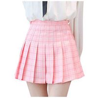 Coupondeal Women's Fashion High Waist Pleated Mini Skirt Slim Waist Casual Tennis Skirt (Pink,S)