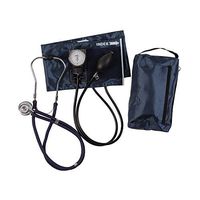 MABIS MatchMates Aneroid Sphygmomanometer and Sprague Rappaport Stethoscope Combination Manual Blood Pressure Kit with Calibrated Nylon Cuff, Professional Quality, Carrying Case, Navy Blue