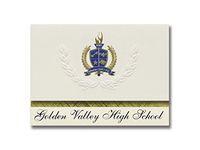 Signature Announcements Golden Valley High School (Santa Clarita, CA) Graduation Announcements, Presidential style, Basic package of 25 with Gold & Blue Metallic Foil seal