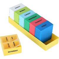 Home-X 7-Day 4 Compartment Pill Organizer, Easily Store and Keep Track of Your Daily Dosages, Multi-Color