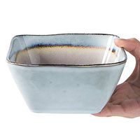 Home Experience - HJCA European Ceramic Bowl Household Square Cutlery Personality Fruit Salad Bowl Retro Bowl (5.75×2.75×3.35 Inches)
