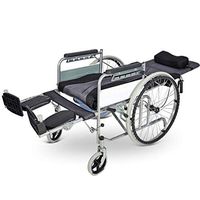 Yjyly Wheelchair Ultra Lightweight Aluminum Folding Transit Wheelchair with Attendant Brakes Folding Belt Seated Semi-Recumbent Breathable Manual Travel Chair Can Bear 100kg Lightweight propelled