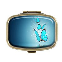 Top A Butterfly Custom Personalized Square Pill Box Decorative Box Vitamin Container Pocket Or Wallet (Butterfly-12)