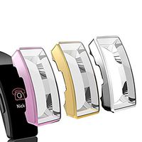 aczer-Y Replacement case for Fitbit Inspire hr Band (Sliver+ Rose Pink+ Gold)