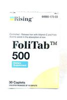 FoliTab 500 Controlled-Released Iron with VIT. C and Folic Acid, 30 caplets/Box