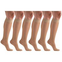 Sheer Compression Stockings, 15-20 mmHg, Women's Knee High Length, 20 Denier Light Beige Large (6 Pairs)