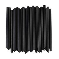 ALINK Extra Wide Black Plastic Bubble Tea Smoothie Straws, 1/2" Wide X 8 1/2" Long Fat Boba Milkshakes Straws, Pack of 100