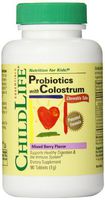 Child Life Probiotics Plus Colostrum Chewable Tablets, Mixed Berry Flavor, 90 Count