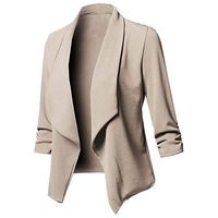 Meikosks Women's Casual Blazer Solid Color Cardigan Open Front Long Sleeve Jacket Plus Size Coat Khaki