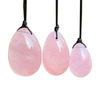 ARTLILY 3pcs Rose Quartz Yoni Egg Crystal Drilled Massage Stone Egg for Women Kegel Exercise Pelvic Floor Muscles Vaginal Exercise Yoni Egg Health Care