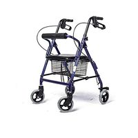 GYZ GY Elderly Walker, Aluminum Alloy Auxiliary Walking Cart Anti-Fall Walking Walking Stick Foldable Lightweight Configuration Shopping Basket with Wheels, Blue Medical Supplies (Color : Blue)