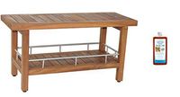 AquaTeak Patented 36" Spa Teak & Stainless Shower Bench with Shelf & AquaTeak Premium Teak Oil