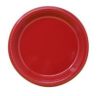 7" Heavy Duty Plastic Disposable Plates, Classic Red, Pack of 50, Great for Parties