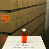 Amber Fluid Oval Bottles with Child Safe Cap and Free Adaptors 03 Oz (150 Units/Box)