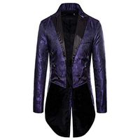 Sunhusing Men's Ethnic Style Double-Breasted Lapel Long Sleeve Suit Tuxedo Jacket Cardigan Outwear Coat(Purple,L)
