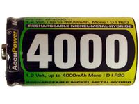 4 X D 4000 Mah Nimh Accupower Rechargeable Batteries