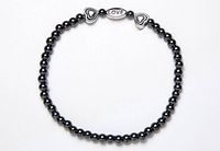 Black & Silver Magnetic Therapy Love Stretch Bracelet (Size Small - 7")