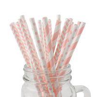 SSORA Disposable Paper Drinking Straws Biodegradable Pink Chevron Striped Polka Dot Pack of 150 for Party Wedding Celebrations Decorations Supplies