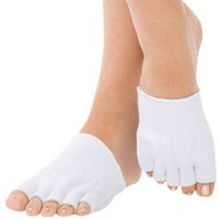 COJOY Gel-Lined Compression Toe Separating Socks Heel Pain Relief, Gel Toe Socks Separate Straighten Cushion Toes Sock Comfy Protect Feet White 1 Pair