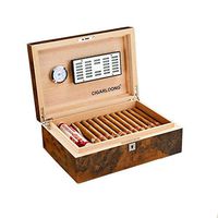 Cedar Cigar Humidor Solid Wood Piano Paint Business Advanced Cigar Box with Cigar Humidifier Hygrometer, Can Hold 50 Cigars (32 * 23 * 11cm)