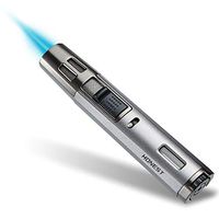 Zoocura Refillable Butane Torch Lighter Adjustable Double Flame Lighter Jet Flame Lighters Multipurpose for Candle Grill BBQ Camping (Butane Gas Not Included)