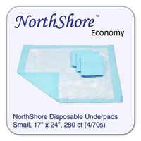 NorthShore Economy, 17 x 24, 6 oz, Blue Disposable Underpads (Chux), Small, Case/280 (4/70s)