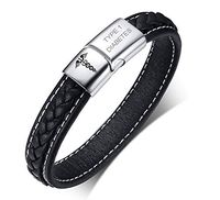 VNOX Medical Caduceus Symbol Type 1 Diabetes 2 Tone Braided Genuine Leather Magnetic Cuff Bracelet,8.3"