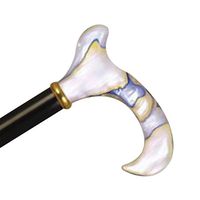 AlexOrthopedic Mobility Support Wood Cane with Acrylic Aqua Swirl Derby Handle and Collar - Black Stain