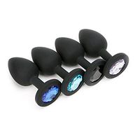 WENWING New 72.8cm Black Small Silicone Plated Rhinestone Jewelry Amal Plug for Couples Shower Enema Six Toy