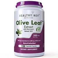 HealthyHey Nutrition Olive Leaf Extract | Super Strength: 20% Oleuropein - 500mg - 120 Vegetarian Capsules