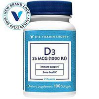 Vitamin D3 1000IU Softgel, Supports Bone Immune Health, Aids in Cellular Growth Calcium Absorption, Gluten Free Once Daily Formula (100 Softgels) by The Vitamin Shoppe