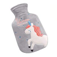 Sun Kea Classic Rubber Hot Water Bag Hot Water Bottle Menstrual Pain Relief Warm Bag Soft Lint Cover (Dark Grey)