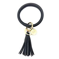 Pinleg Key Chains Ring Bracelet with Tassel Bangle Round Keychain Wristlet Bangle Rings Decoration for Women and Girls (B)
