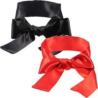 2 Pack Sleeping Mask Satin Eye Mask (Black and Red) Blindfold, 150 cm