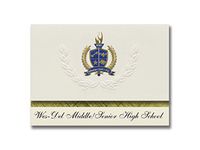 Signature Announcements Wes-Del Middle/Senior High School (Gaston, IN) Graduation Announcements, Presidential style, Basic package of 25 with Gold & Blue Metallic Foil seal