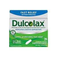 Dulcolax Laxative Suppositories, 28 Count, Fast, Reliable, and Gentle Relief from Constipation and Hard, Dry, Comfort Shaped Medicated Suppositories (Packaging May Vary)