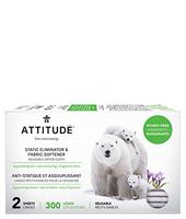 ATTITUDE Hypoallergenic Static Eliminator Cloths & Softeners, Fragrance Free, Reusable for Up to 300 Loads