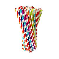 WUPYI 200pcs Paper Straws Disposable Straw Biodegradable Eco-Friendly Paper,8 Colors Striped Drinking Straws,for Juices Smoothies Shakes Party Decorative