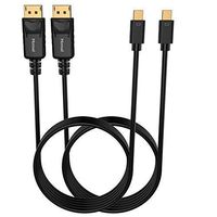 Moread Mini DisplayPort to DisplayPort Cable, 6 Feet, 2 Pack, Gold-Plated Thunderbolt to DisplayPort (Mini DP to DP) Display Cable 4K Resolution Ready - Black