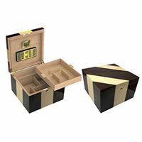 Prestige Import Group - The Viceroy Cross-Inlaid Cigar Humidor - Color: Maple & Iron Wood - Capacity: 110