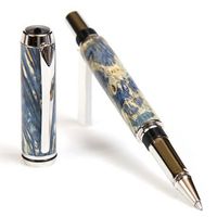 Baron Rollerball Pen - Rhodium - Blue Maple Burl