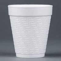 Dart 8KY8, 8 Oz. White Greek Key Design Foam Cup with White Lift'n'Lock Plastic Cup Lid, Small Disposable Hot and Cold Drink Beverage Tea Coffee Cups (50)