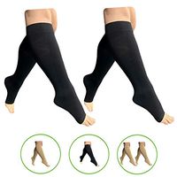 HealthyNees Open Toe 15-20 mmHg Compression Plus Size Extra Wide Calf Leg Socks (Black 2 Pairs, 5X-Large)