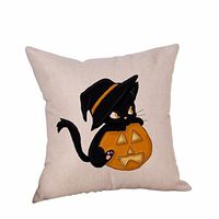 Howstar Happy Halloween Pillowcase, Linen Pillow Cover, Home Sofa Club Car Decor, 18 x 18 (F)
